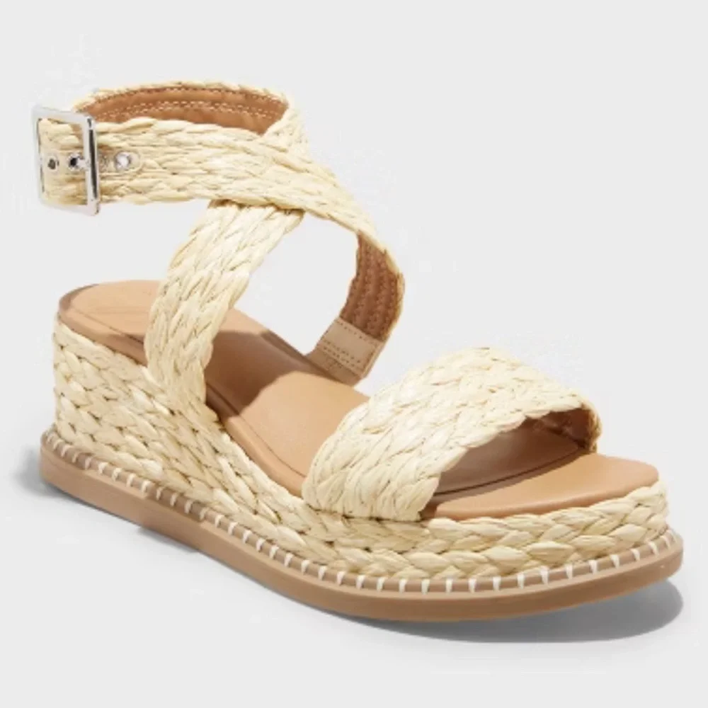 Target Women's Kayla Wedge Heels - Universal Thread™ Beige 9 - Picture 1 of 4